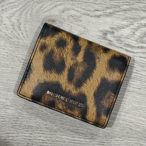 Michael Kors saffiano leather leopard wallet
